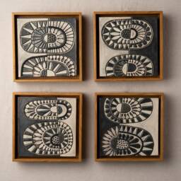 Extra Large Wall Art, Abstract Art - Made To Order Black & White Mod Blossoms - thumbnail 1