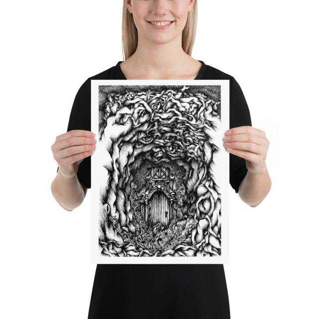 Woods, Print. Ink Drawing - Woodland Art Forest Nursery Decor - image 1