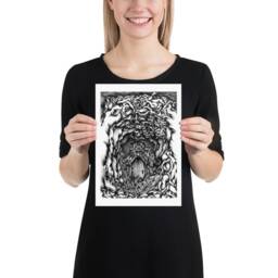 Woods, Print. Ink Drawing - Woodland Art Forest Nursery Decor - thumbnail 2
