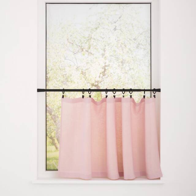 Linen Curtains For Hanging With Clips Light Filtering Kitchen Drapery French Style Valances Rustic Cabinet Skirt - image 1