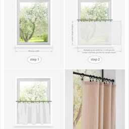Linen Curtains For Hanging With Clips Light Filtering Kitchen Drapery French Style Valances Rustic Cabinet Skirt - thumbnail 3