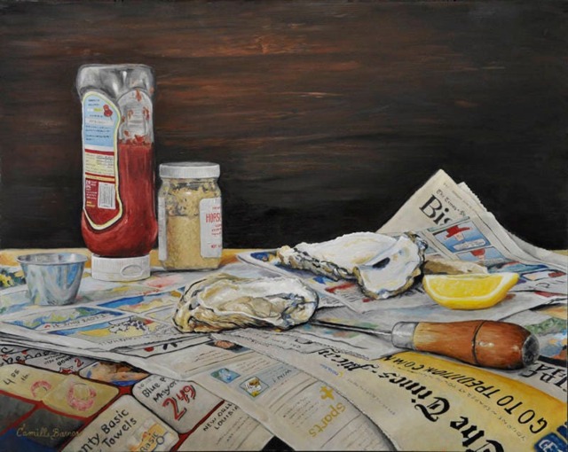 Oyster Still Life, Print Of Original Oil Painting - New Orleans Gift Louisiana, Realism Art, Seafood Bayou Wall Decor G Ift - image 1