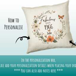 60Th Birthday Gift For Women - Personalised 1966 Cushion Age 60 Her Ladies Floral Design Mum Nan Gran Sixty Bnl60C - thumbnail 2