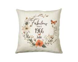 60Th Birthday Gift For Women - Personalised 1966 Cushion Age 60 Her Ladies Floral Design Mum Nan Gran Sixty Bnl60C - thumbnail 1