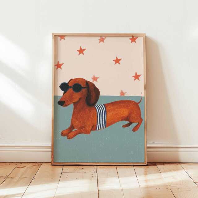 Dachshund Poster, Dog Wall Art, Sausage Print, Cute Pet Decor, Puppy Lover Gift, Posters - image 1