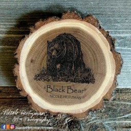 Black Bear Wood Coaster Art Father's Day Gift For Men Dad Wooden Christmas Gifts Man Cave Decor Lodge By Nicole Heitzman