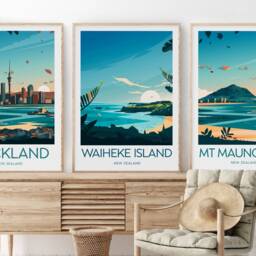 Waiheke Island Travel Print - New Zealand, Poster, Wedding Gift, Birthday Present, Custom Text, Personalised Gift - thumbnail 3