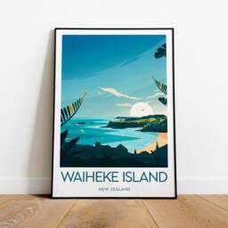 Waiheke Island Travel Print - New Zealand, Poster, Wedding Gift, Birthday Present, Custom Text, Personalised Gift - thumbnail 1