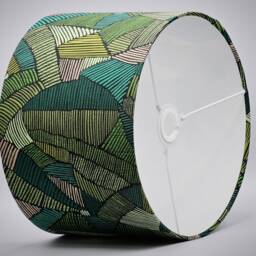 Geometric Green Lampshade Table Floor Lamp/Ceiling Pendant Small Medium Large 15cm 20cm 25cm 30cm 35cm 40cm Fabric Drum Light Shade - thumbnail 3