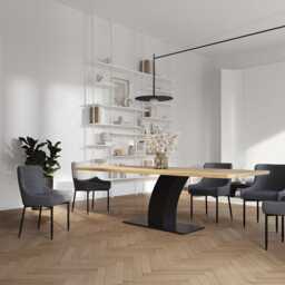 Hardwood Oak Modern Dining Table 072 - thumbnail 2