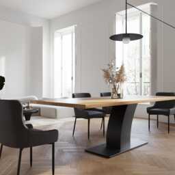 Hardwood Oak Modern Dining Table 072 - thumbnail 1
