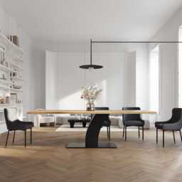 Hardwood Oak Modern Dining Table 072 - thumbnail 3