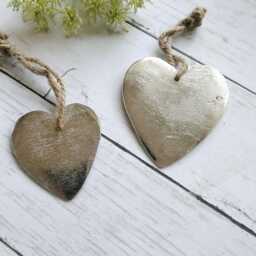 Extra Thin Solid Metal Hanging Heart Decoration - Thehomeandheartsshop Rustic Wall Decor Wedding Gift Shabby Christmas - thumbnail 1
