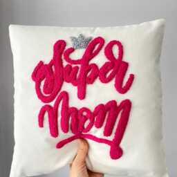 Personalized Punch Needle Pillow Case, For Mother's Day, Custom Name - thumbnail 2