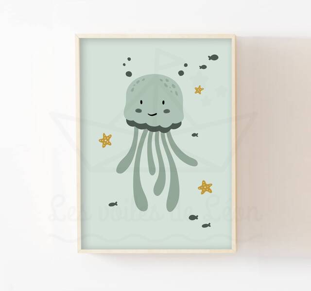 Jellyfish Poster, Children's Room Decoration, Baby Shower Gift, Sea & Ocean Animal Poster - image 1