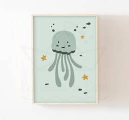 Jellyfish Poster, Children's Room Decoration, Baby Shower Gift, Sea & Ocean Animal Poster - thumbnail 1