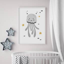 Jellyfish Poster, Children's Room Decoration, Baby Shower Gift, Sea & Ocean Animal Poster - thumbnail 3