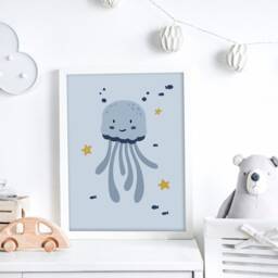 Jellyfish Poster, Children's Room Decoration, Baby Shower Gift, Sea & Ocean Animal Poster - thumbnail 2