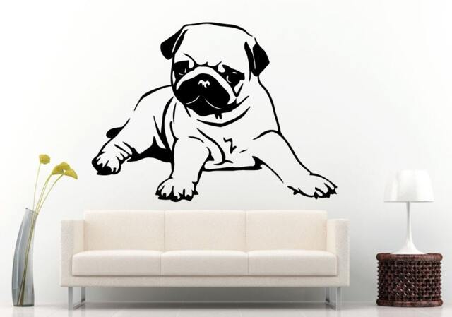 Pug Dogs Super Cute Face Animal Breed Wall Decal Vinyl Sticker Mural Room Decor L598 - image 1