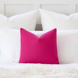 Hot Pink Cotton Throw Pillow Cover, Square Lumbar Euro Sham - thumbnail 1