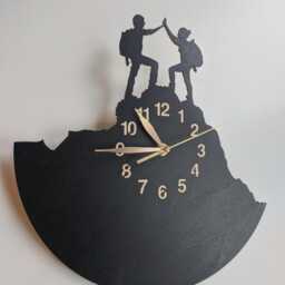Pair Climbing Wall Clock Non-Ticking, Couple Of Lovers, Rock Hiking, Art Decor Large 12-18Inch - thumbnail 4