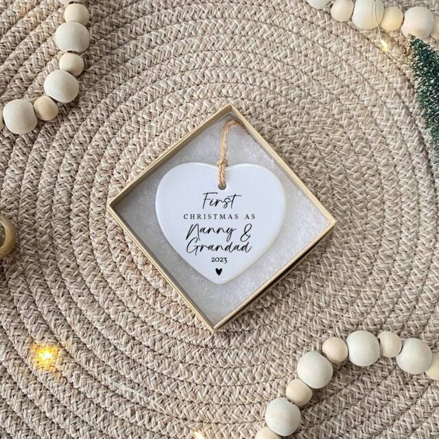 Personalised First Christmas As Grandparents Bauble - Grandparent Gifts Nanny Grandad Gift Ornament - image 1