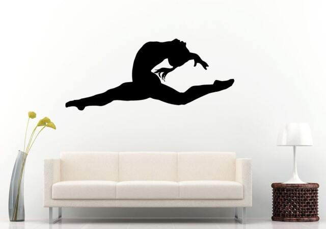 Rhythmic Gymnastics Gymnast Girl Female Jumping Silhouette Wall Decal Vinyl Sticker Mural Room Decor L783 - image 1