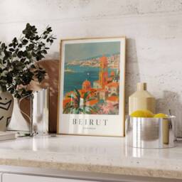 Beirut Travel Poster Lebanon Wall Art, Tropical Print - thumbnail 2