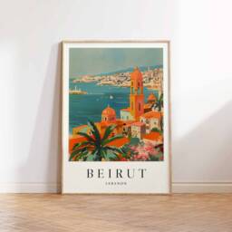 Beirut Travel Poster Lebanon Wall Art, Tropical Print - thumbnail 3