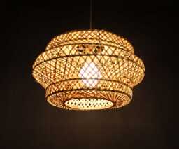 Handmade Bamboo Pendant Light Boho Woven Ceiling Lamp - thumbnail 1