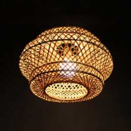 Handmade Bamboo Pendant Light Boho Woven Ceiling Lamp - thumbnail 2