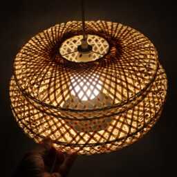 Handmade Bamboo Pendant Light Boho Woven Ceiling Lamp - thumbnail 3