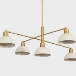 5 Light Art Deco Style Raw Brass Chandelier Fixture - thumbnail 3