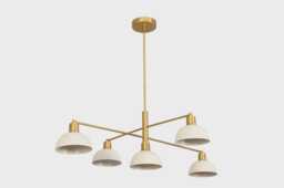 5 Light Art Deco Style Raw Brass Chandelier Fixture - thumbnail 1