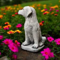 Concrete Labrador Statue Outdoor Guardian Dog Figurine Garden Puppy Sculpture Stone Yard Ornament Golden Retriever Lover Gift Lawn Decor - thumbnail 3