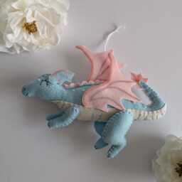 Felt Dragon Wall Hanging, Girls Decor, Baby Room, Mobile, Custom Shower Gift - thumbnail 3