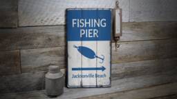 Fishing Pier Decor Sign, Wooden Signs, Surfing House Lifestyle, Ocean Decor, Sale Wall - Old Sign - thumbnail 1