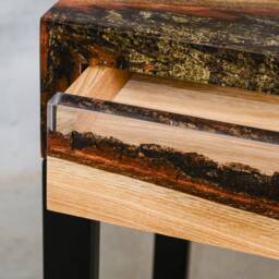 Custom Console Table With Drawers, Epoxy Made Of Aok Wood, Uv Resin Table, Modern Live Edge Unique New Home Gift, Little Desk - thumbnail 4