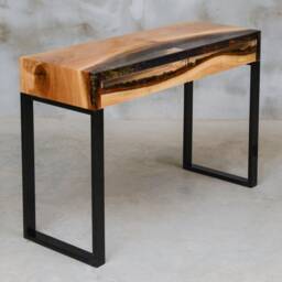 Custom Console Table With Drawers, Epoxy Made Of Aok Wood, Uv Resin Table, Modern Live Edge Unique New Home Gift, Little Desk - thumbnail 2