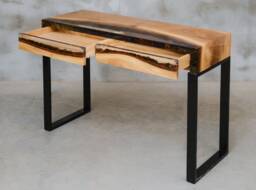 Custom Console Table With Drawers, Epoxy Made Of Aok Wood, Uv Resin Table, Modern Live Edge Unique New Home Gift, Little Desk