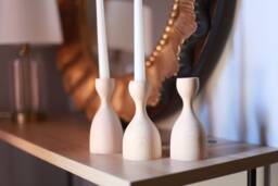 Wooden Candlestick Set Of 3 Rustic Ash Taper Candle Holders - thumbnail 1