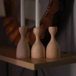 Wooden Candlestick Set Of 3 Rustic Ash Taper Candle Holders - thumbnail 2