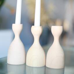 Wooden Candlestick Set Of 3 Rustic Ash Taper Candle Holders - thumbnail 3