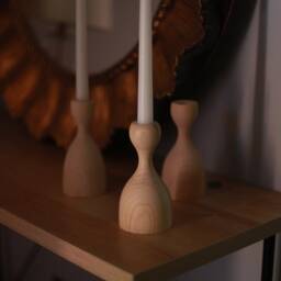 Wooden Candlestick Set Of 3 Rustic Ash Taper Candle Holders - thumbnail 4