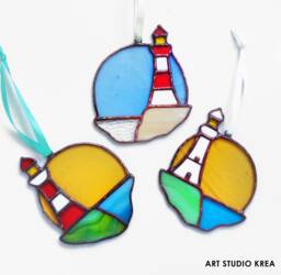 Lightouse Stained Glass Suncather Decoration Glass, Ornament, Window Decoration, Wall Hanging, Home Decor Gift
