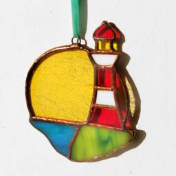 Lightouse Stained Glass Suncather Decoration Glass, Ornament, Window Decoration, Wall Hanging, Home Decor Gift - thumbnail 3