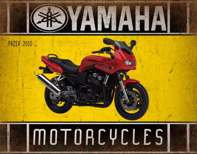 Yamaha Fazer 2000 Garage Man Cave Bike Motorcycle Home - Metal Sign Plaque Wall Art Decor Signage