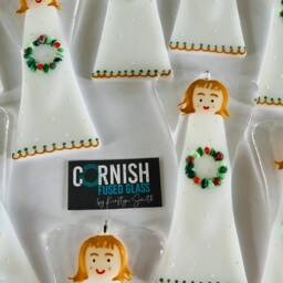 Fused Glass Christmas Angel Decoration, Cornish Fused Glass, Decoration, Cornwall - thumbnail 4