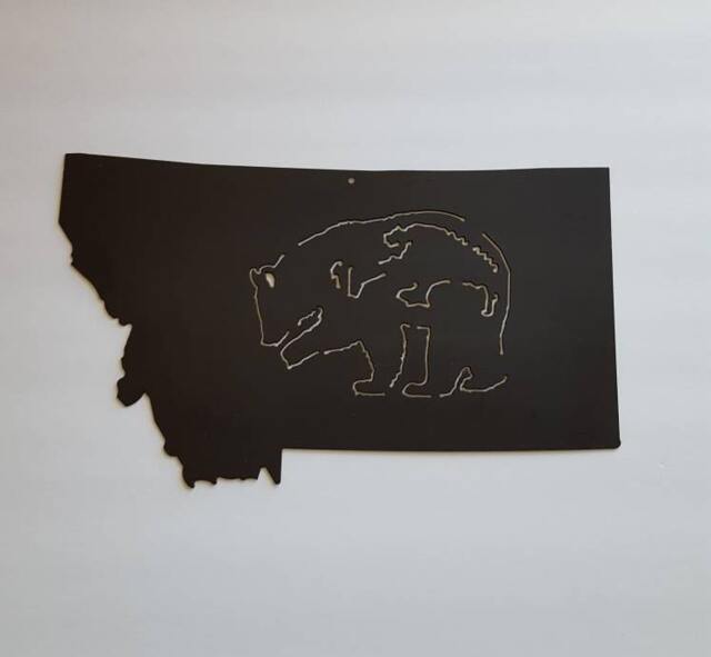 Montana Wall Art. Metal Gift. Wildlife. Bear Decor. Souvenir. Cabin Lodge - image 1