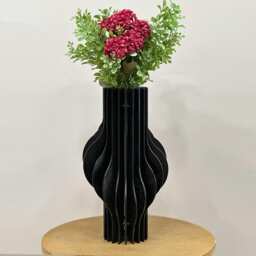Black Wood Vase Minimalist Japandi Decor, Unique Sculpture - thumbnail 1